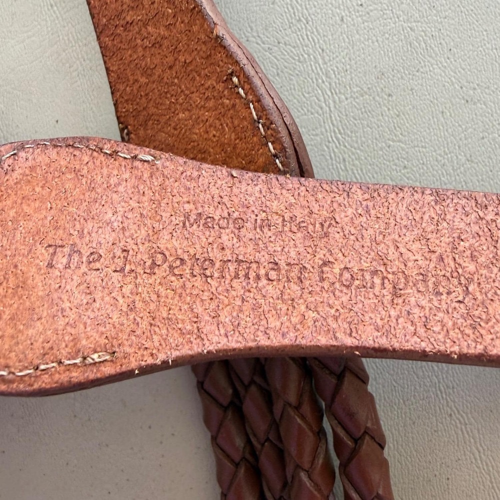 The J. Peterman Company Braided Leather Belt Womens Lg Brown Made in Italy Retro - Picture 6 of 8
